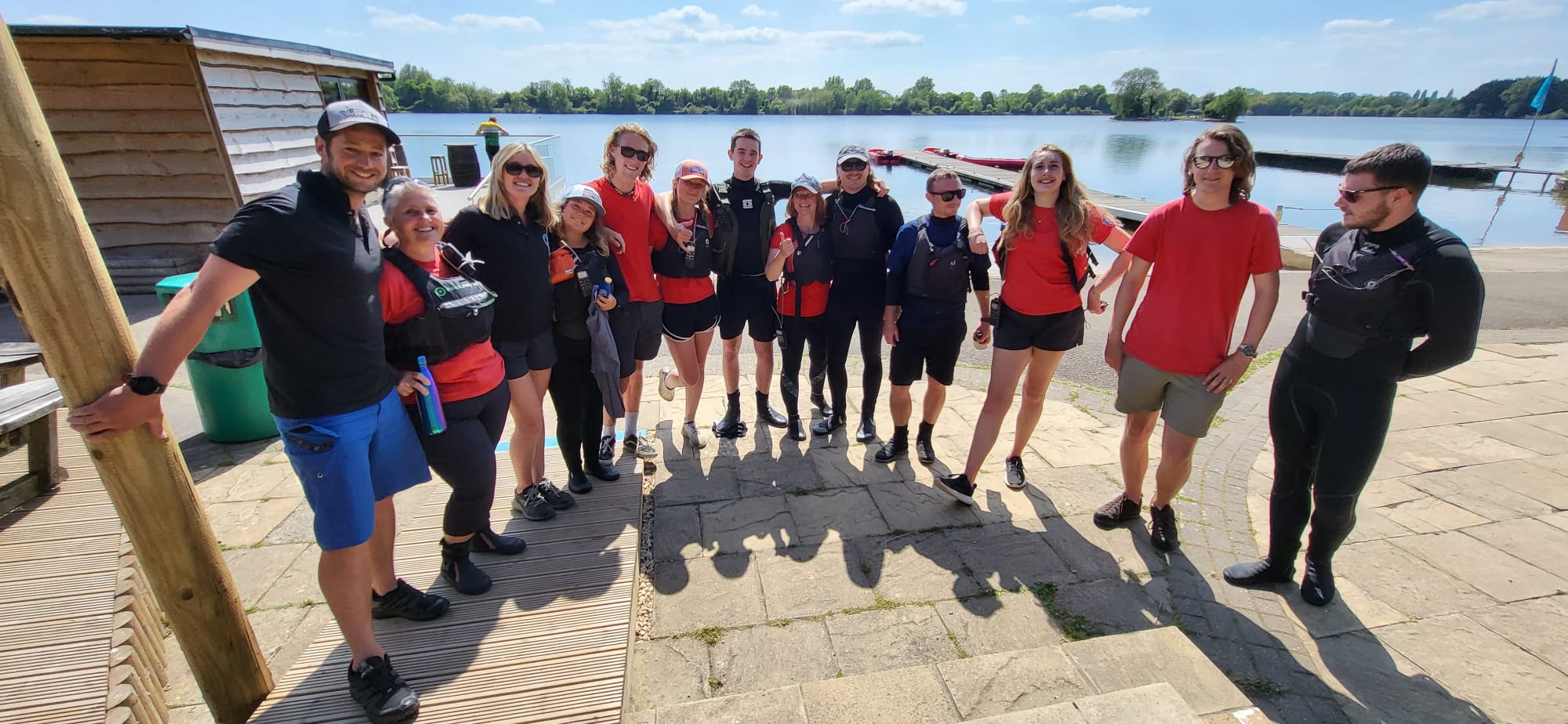 Group of apprentices at the water sports area of South Cerney Lakes